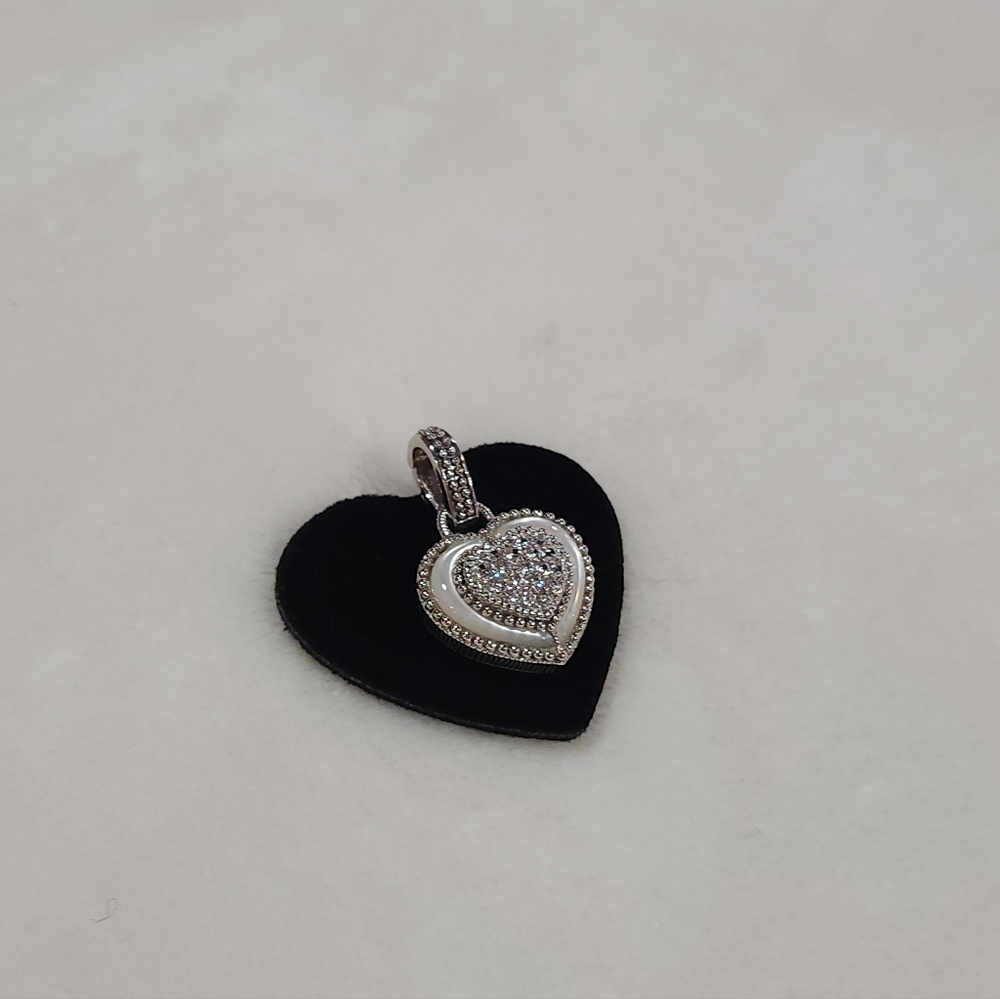 Judith Ripka Mother of Pearl & CZ Sterling Silver Pendant/Enhancer - Picture 4 of 10